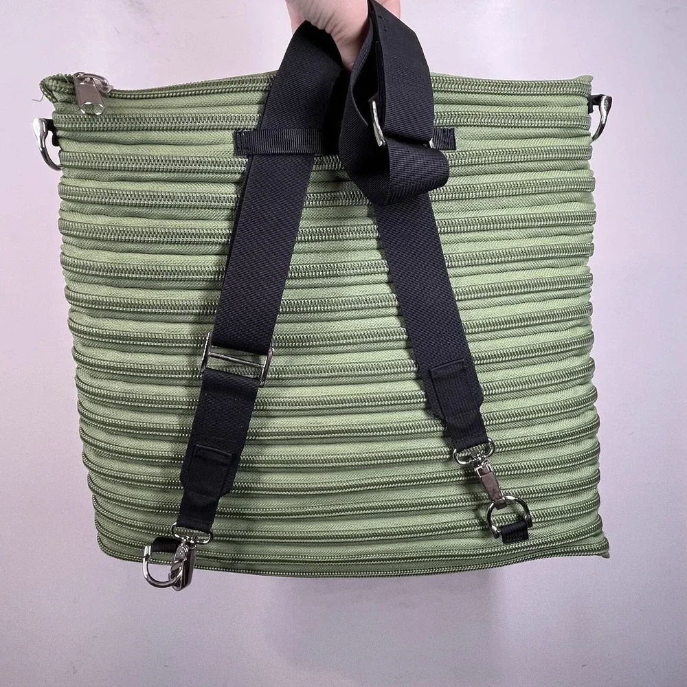 BAM Zipper Backpack Messenger Bag Continuous Shoulder Purse Tote Vtg Grunge Y2K